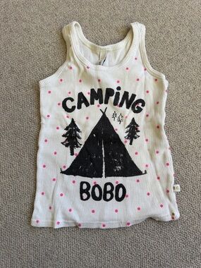 Bobo Choses White Tank Top with Pink Polka Dots